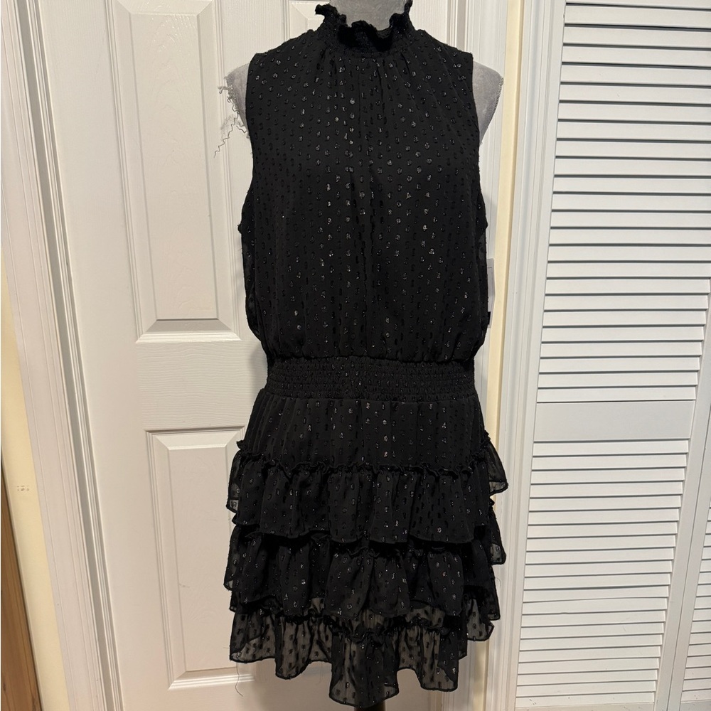 Everlily Sparkling Black Dress With Tiered Skirt XXL